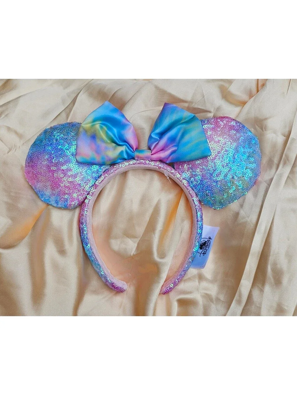 Pastel Tie Dye Blue Pink PurpleMinnie Mouse Ears Headband Sequin